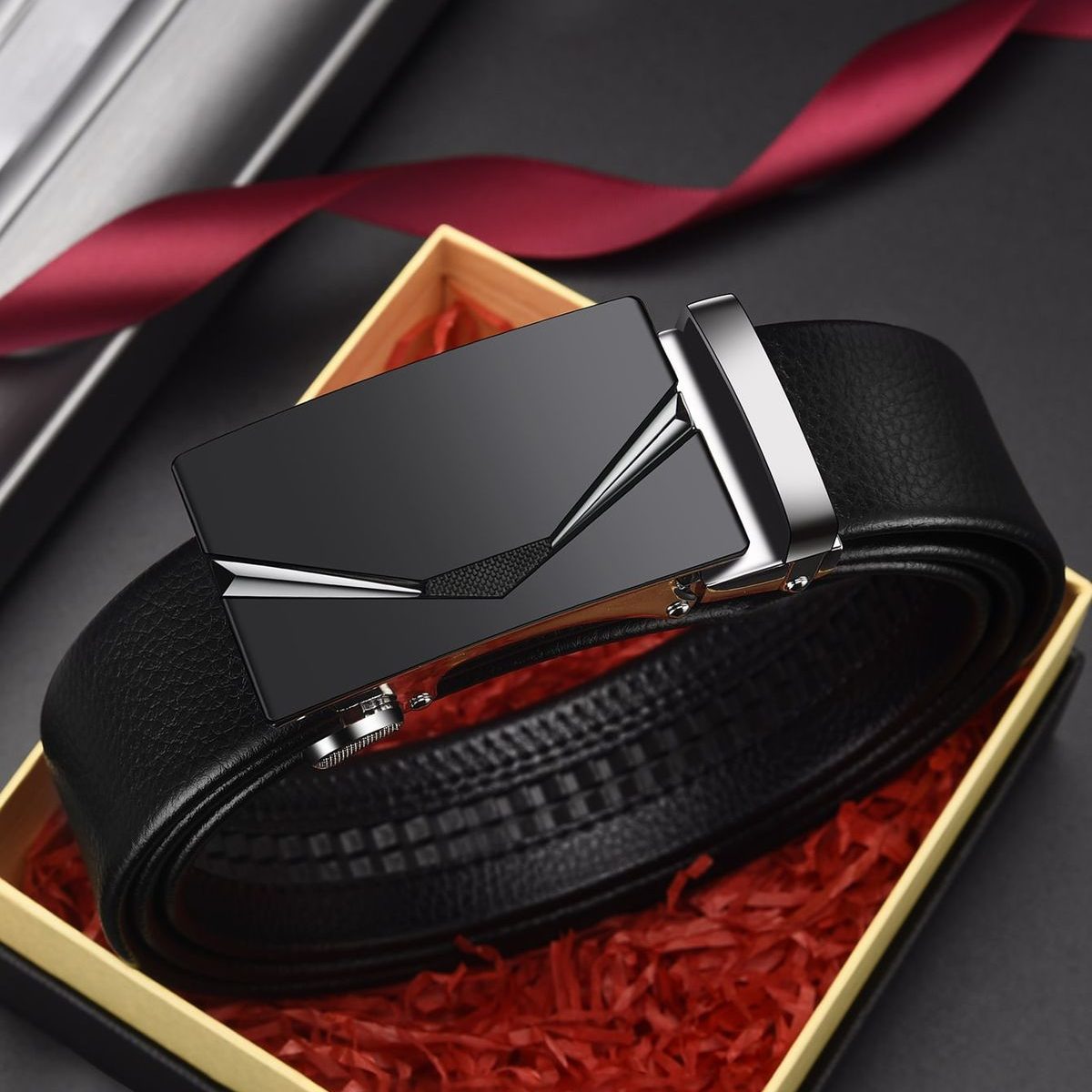 automatic-buckle-black-casual-pu-leather-plain-belt
