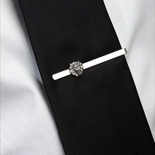 silver-tie-clip-lion-head